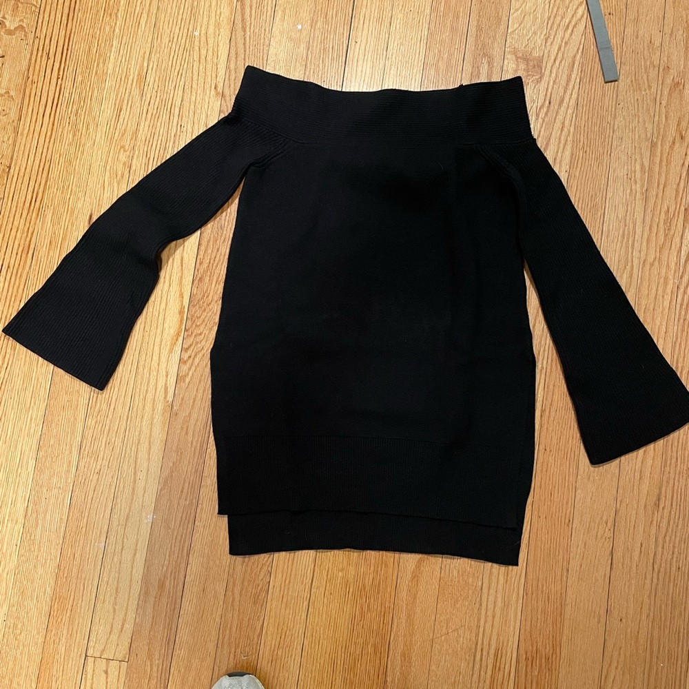 Anthropology Off-the-Shoulder Boat Neck Black Sweater - Size XS